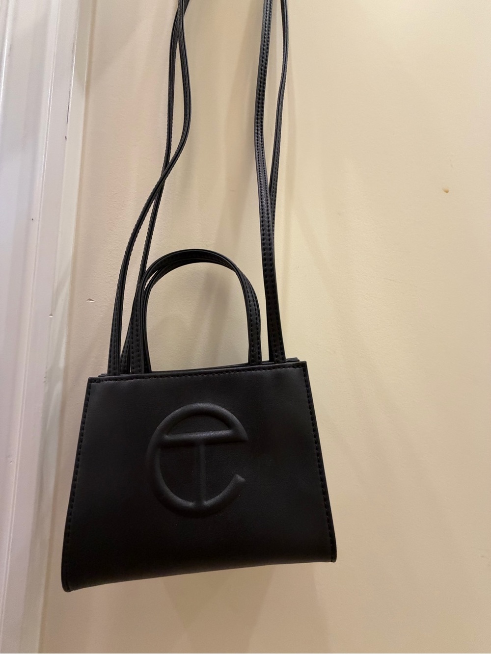 Telfar Black Mini Shopper Tote with Embossed Logo